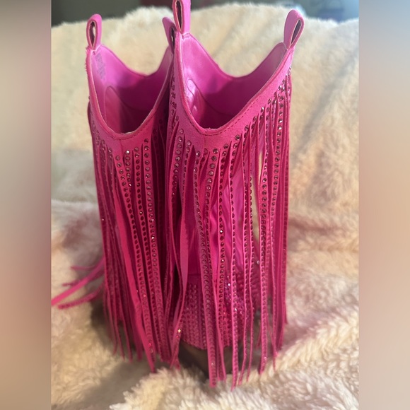 Jessica Simpson Hot Pink Rhinestone Fringe Boots - Picture 2 of 10